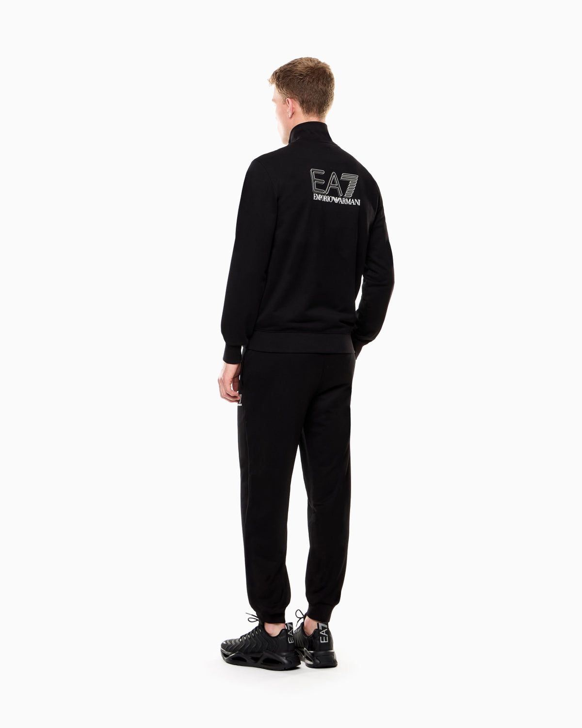 EMPORIO ARMANI Tuta In Cotone Con Zip Visibility Senza cappuccio Nera