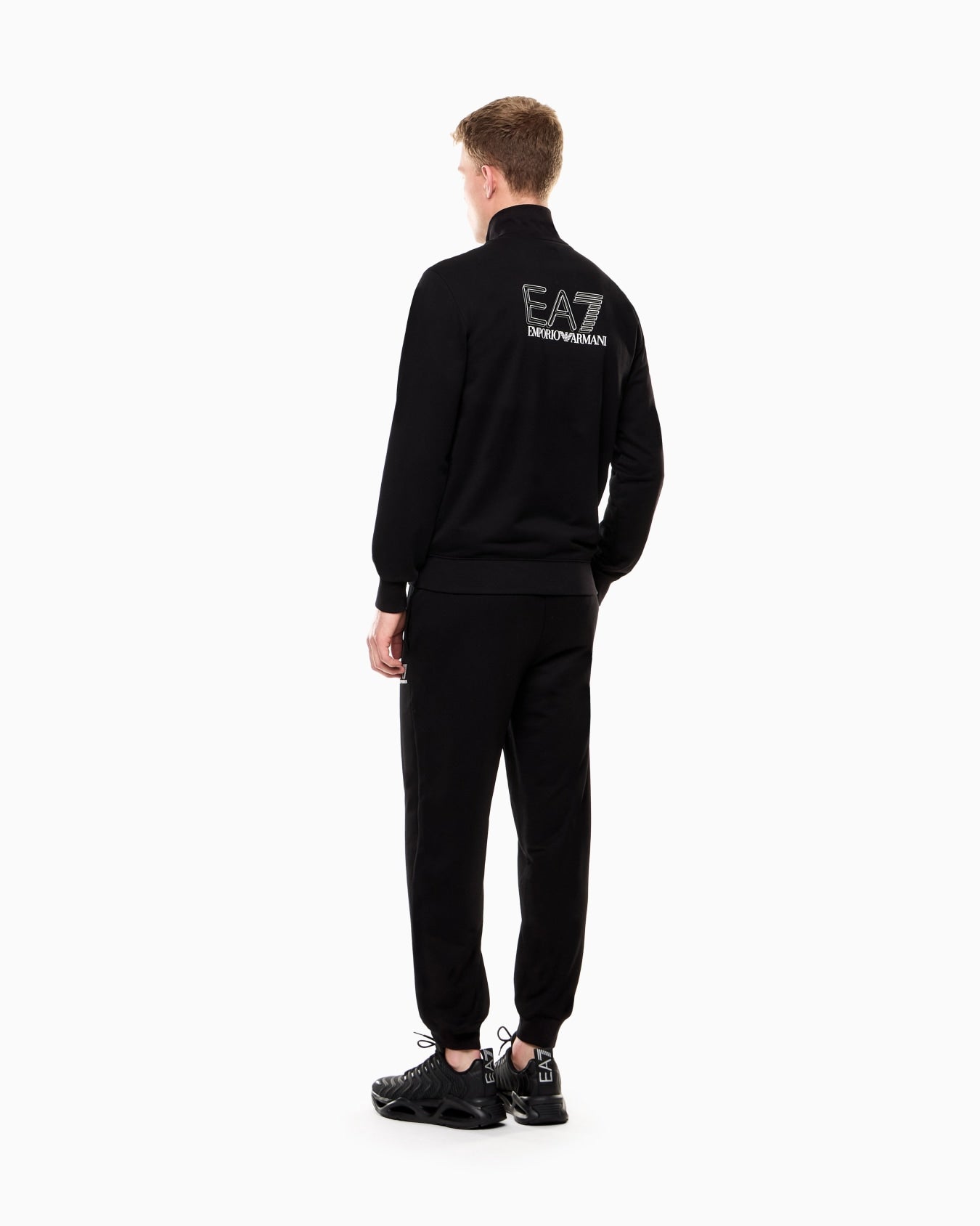 EMPORIO ARMANI Tuta In Cotone Con Zip Visibility Senza cappuccio Nera