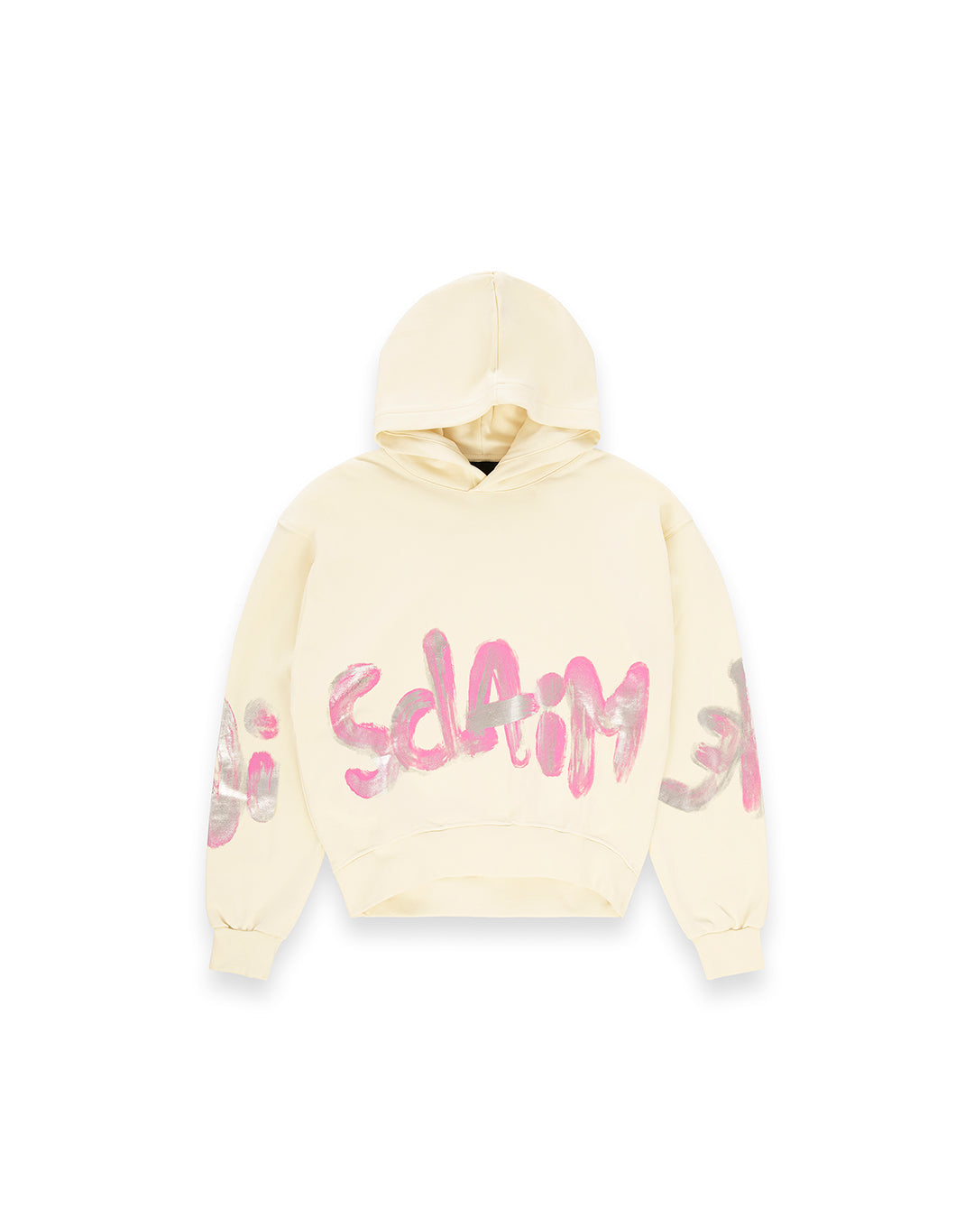 DISCLAIMER FELPA BEIGE/ROSA CON CAPPUCCIO DONNA