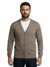 GIANNI LUPO Cardigan Con Bottoni e Scollo a V Tortora