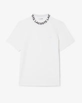 LACOSTE T-Shirt Con Scritta Sul Collo Bianca