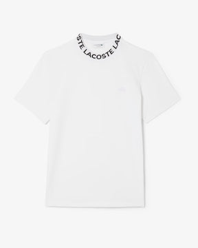 LACOSTE T-Shirt Con Scritta Sul Collo Bianca
