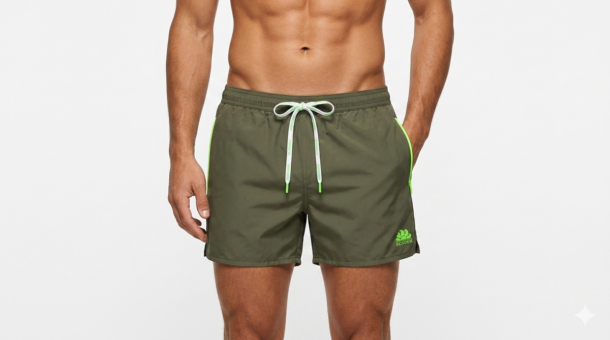 SUNDEK Costume Da Bagno Vernon Con Piping In Poliestere Riciclato Verde