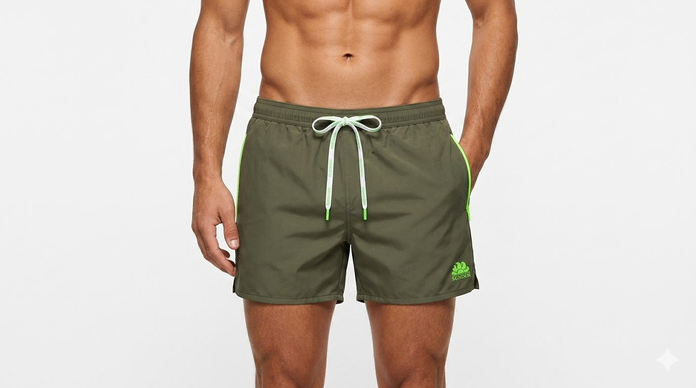 SUNDEK Costume Da Bagno Vernon Con Piping In Poliestere Riciclato Verde