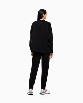 EMPORIO ARMANI DONNA TUTA LOGO SERIES IN INTERLOCK DI COTONE NERA