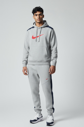 NIKE Tuta Completa Felpata Con Logo Centrale e Bande laterali Grigia/Rossa/Blu