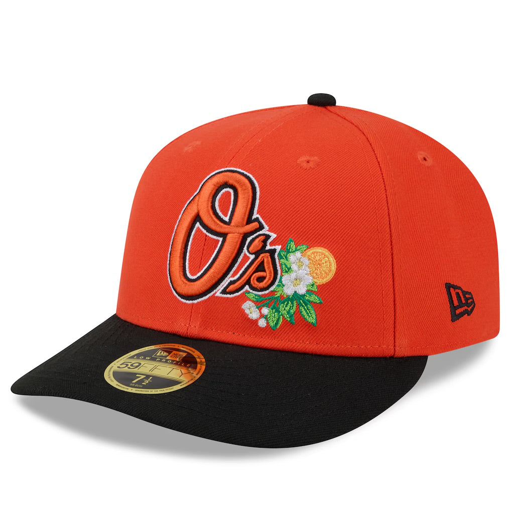 NEW ERA Cappello Con Visiera Pre-Curved 59Fifty Fitted Baltimore Orioles Arancione/Nero Con Dettagli Ricamati