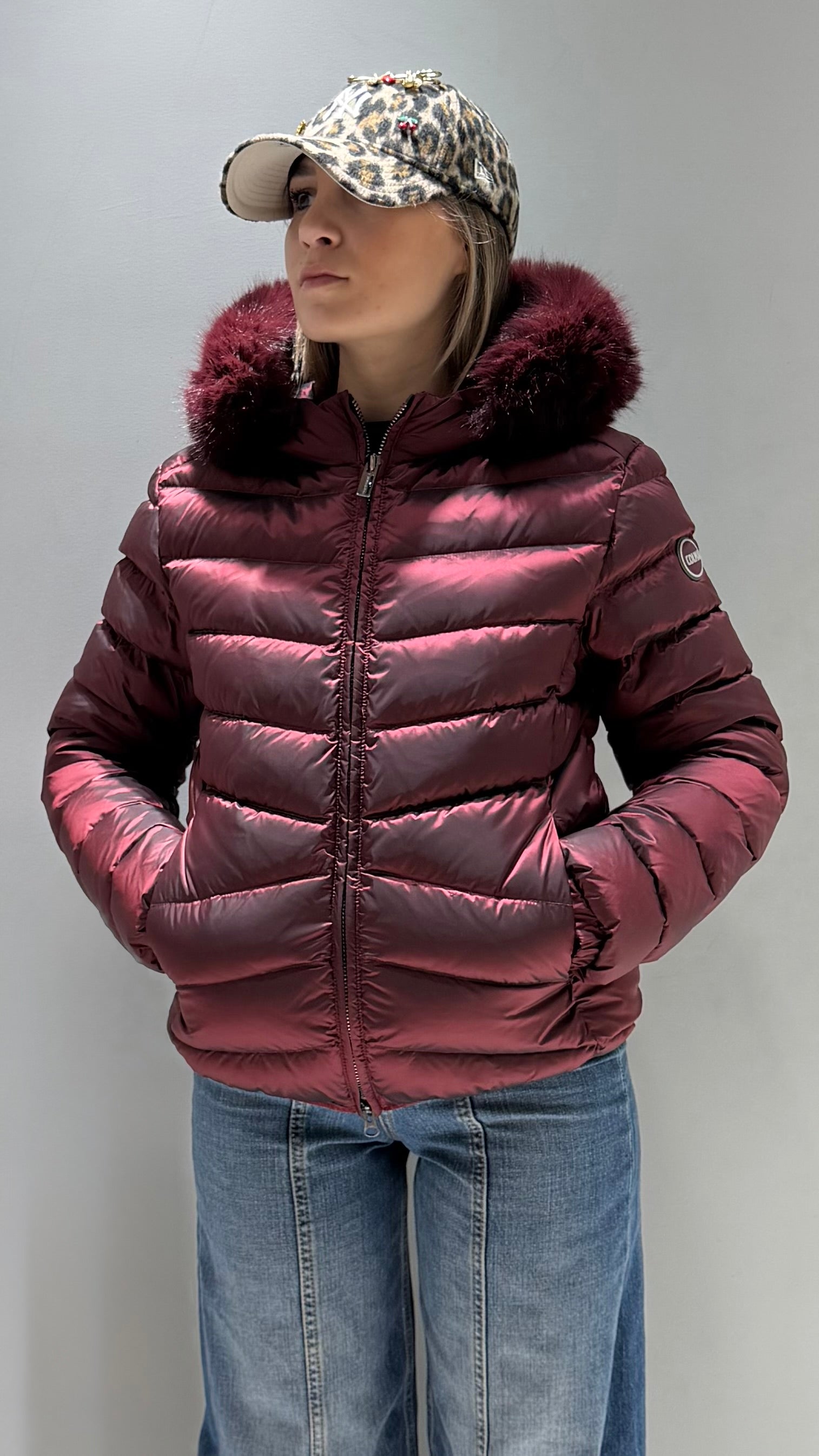 COLMAR DONNA GIUBBOTTO CORTO CON PELLICCIA ROSSO