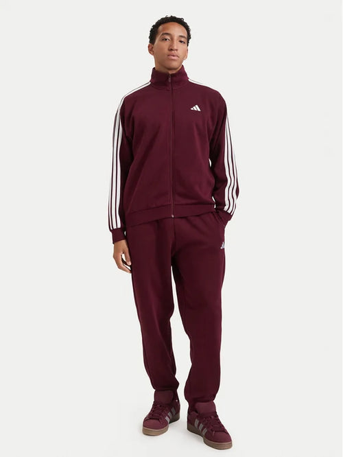 ADIDAS Tuta Felpata Con Zip Senza Cappuccio 3 Stripes Essential Bordeux/Bianca 2026/2027