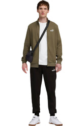 PUMA Tuta In Cotone Garzato Con Zip Verde/Nera