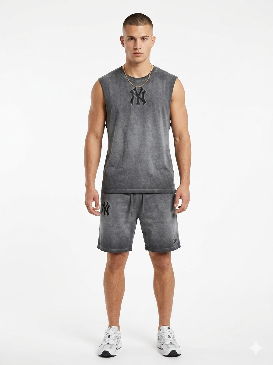 NEW ERA Completino Canotta e Pantaloncino Con Logo Grigio Asfalto