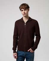 GIANNI LUPO Cardigan Con Collo a Imbuto e Zip Marrone