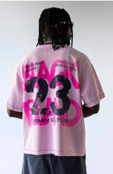 BLACK ISLAND T-Shirt In Cotone Logo 23 Stampa Retro Rosa