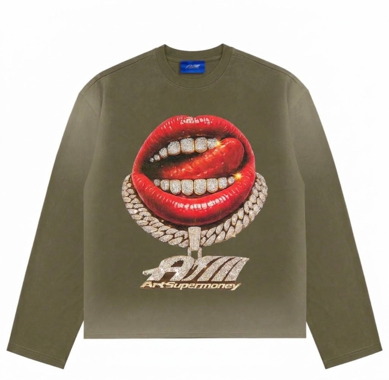 ART SUPER MONEY Felpa GRILLZ Girocollo Verde Militare