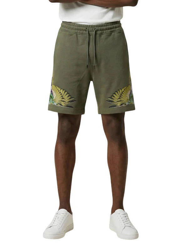 COUNTY OF MILAN Completino Marcelo Burlon T-Shirt Nera e Pantaloncino Verde Ali Verdi