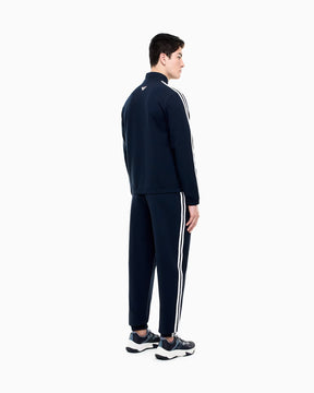 EMPORIO ARMANI Tuta Completa Con Bande Laterali Con Zip Senza Cappuccio Blu/Bianco