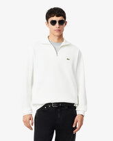 LACOSTE Felpa Interlock Collo Alto Mezza Zip Bianca