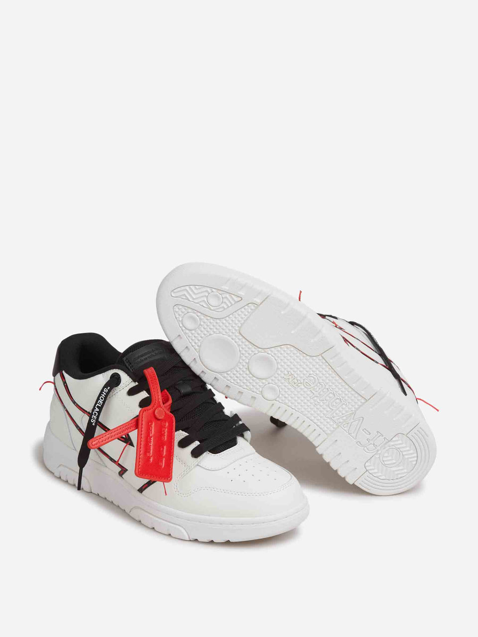 OFF-WHITE OUT OF OFFICE Bianca e Nera Con Dettagli Cotone Rosso