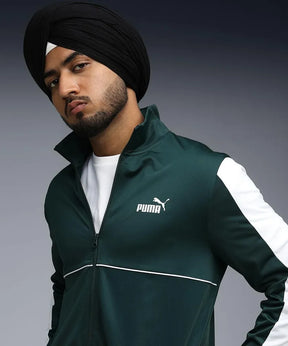 PUMA Tuta Completa Con Zip Acetata Verde/Bianco