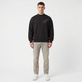SOLDIER Felpa Girocollo Con Scritta Retro Ricamata Nero