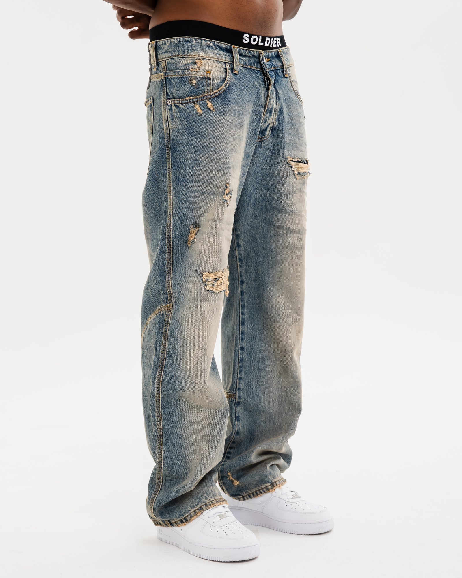 SOLDIER Jeans Baggy Botton Made in Italy Sabbiato