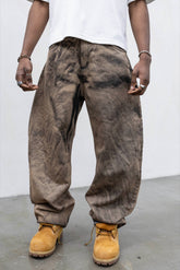 PRESENT DAY Jeans Ballon Over Size Slavato Nero/Marrone