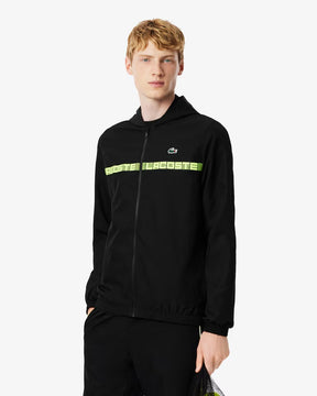 LACOSTE Tuta Leggera In Microfibra Con Bande Centrali Fluo e Logo Nera/Fluo
