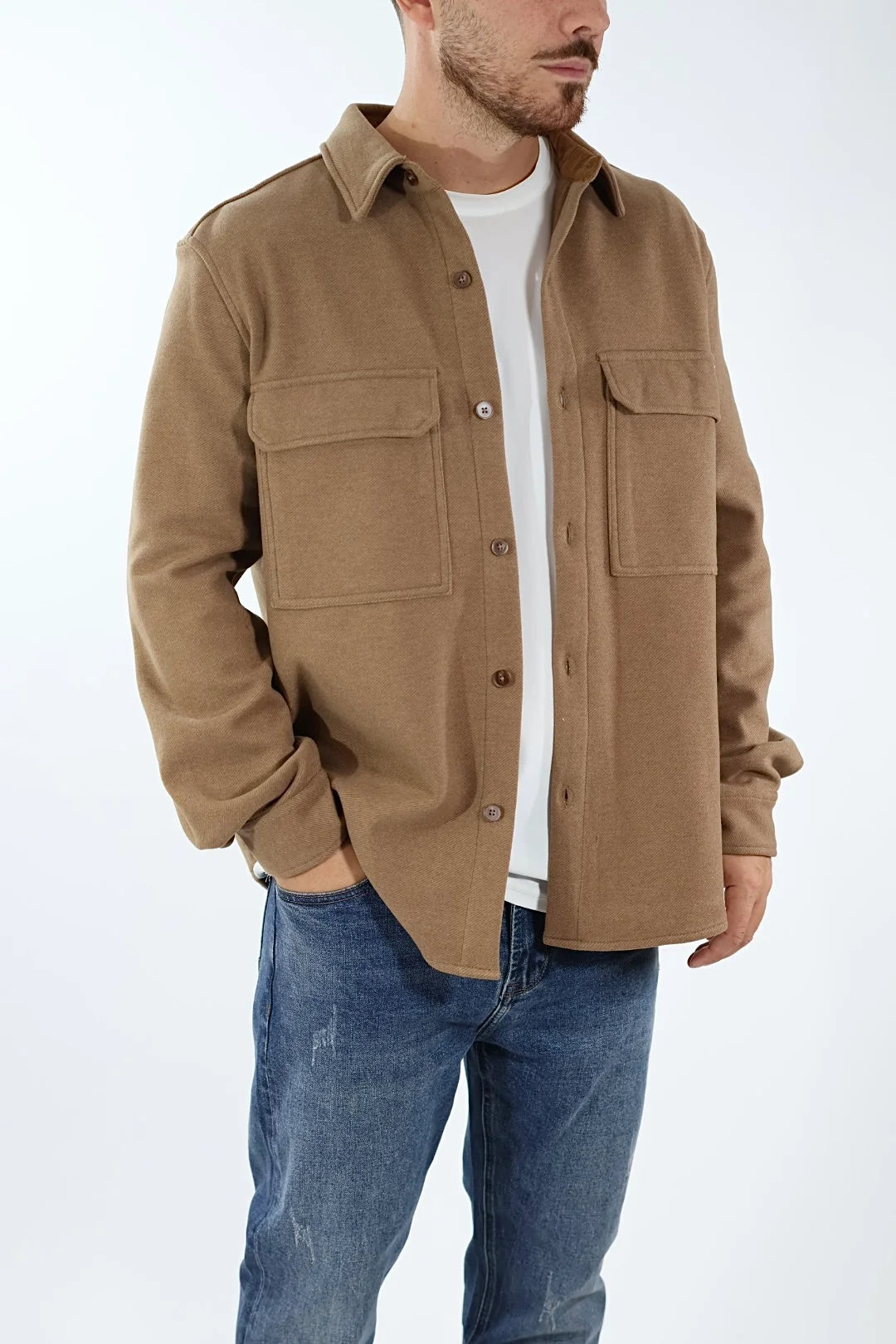 GIANNI LUPO Giacca OverShirt Con Tasconi Beige 26/27