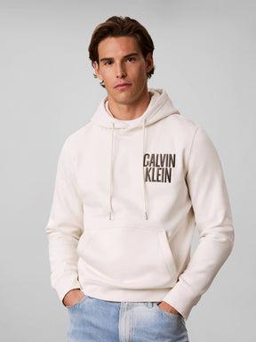 CALVIN KLEIN Felpa Con Cappuccio Misto Cotone Logata Avorio 26/27