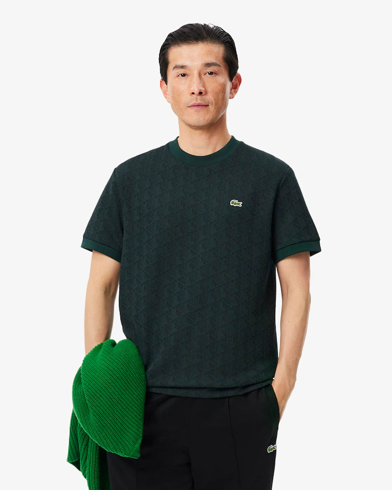 LACOSTE T-Shirt Monogram Verde Scuro