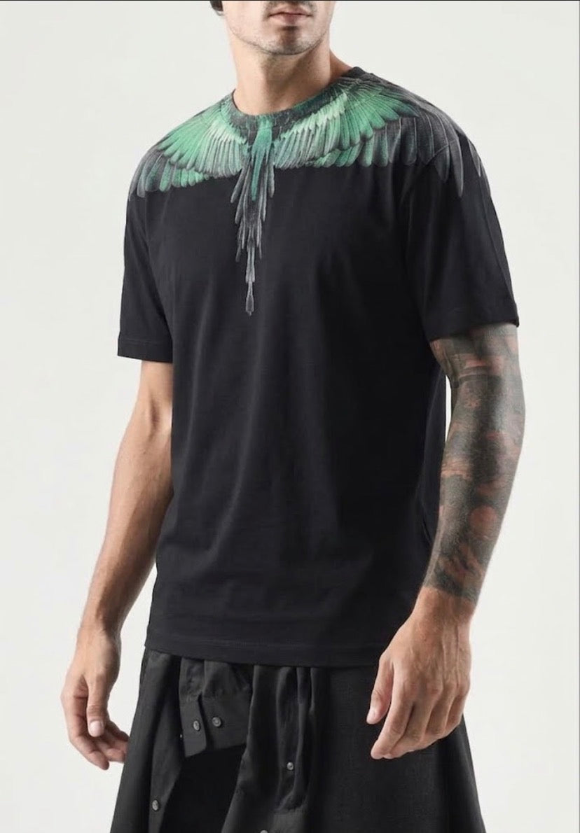 COUNTY OF MILAN T-Shirt Nera Marcelo Burlon Ali Verdi
