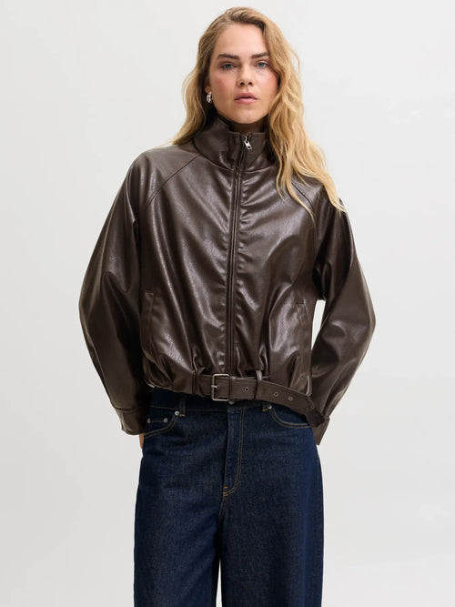 JJXX JXZARIA GIUBBOTTO IN PELLE MARRONE AW26