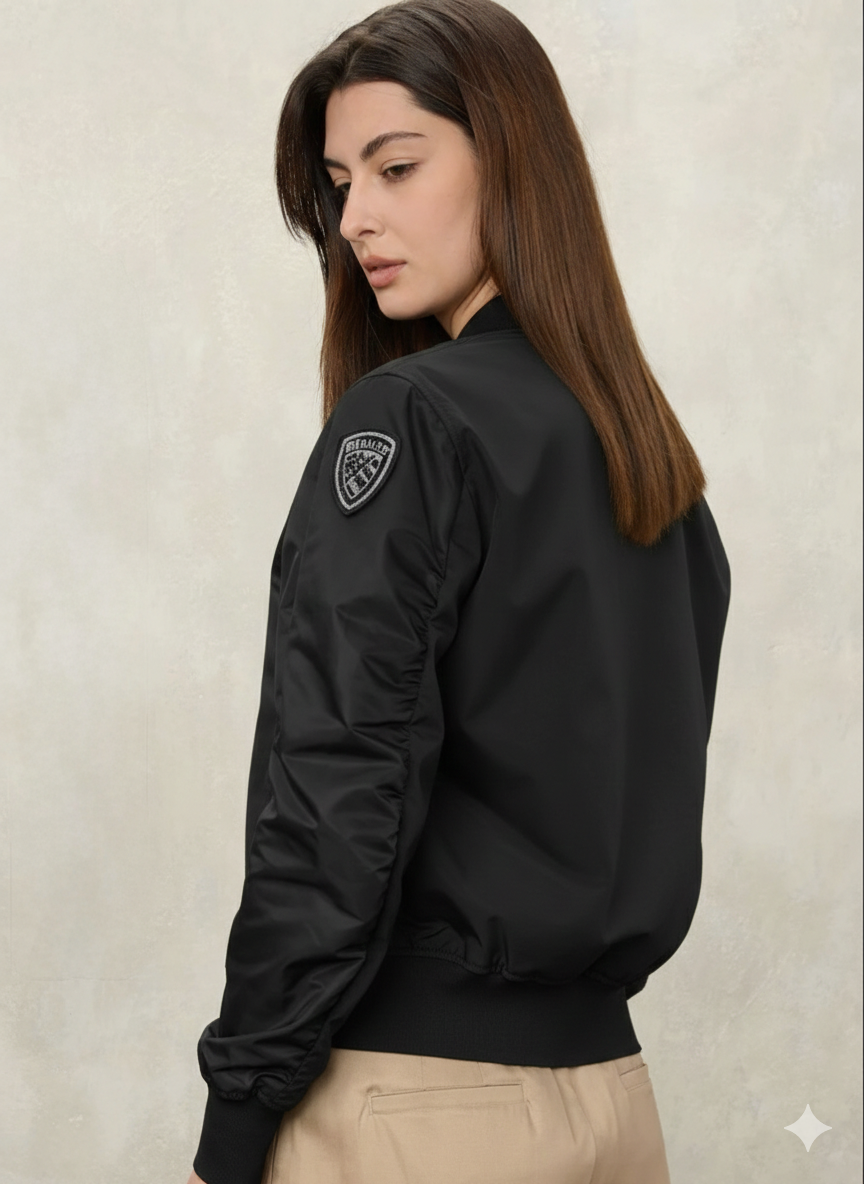 BLAUER Laurie Antivento Donna In Nylon Senza Cappuccio Con Zip Nero