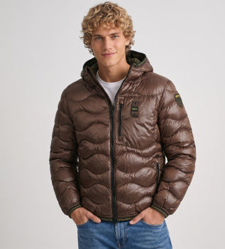 BLAUER Giubbotto Uomo Piumino Invernale Ondulato Marrone