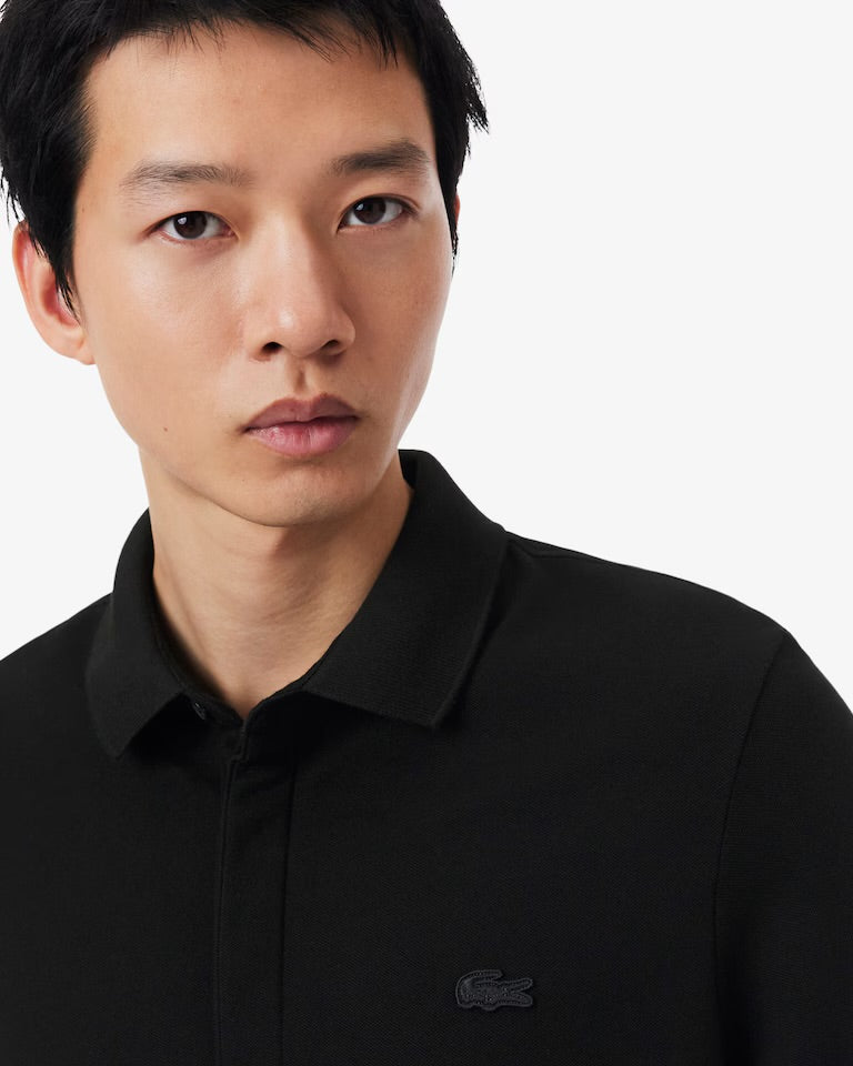 LACOSTE Polo a Maniche Lunghe Regular In Piquè Elasticizzato Nera