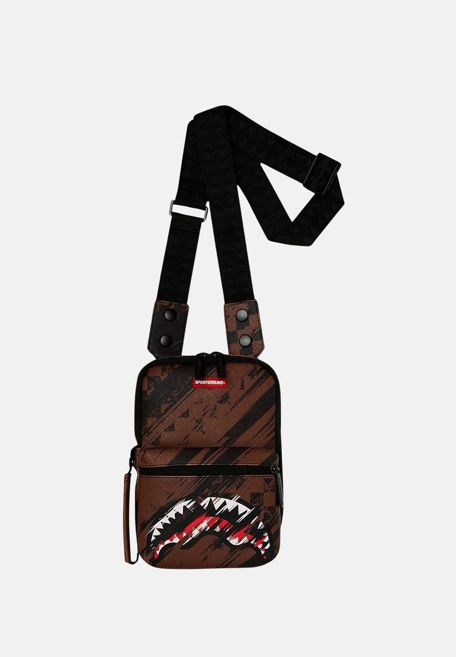 SPRAYGROUND Tracolla In Pelle SMEARED GRUNGE Marrone