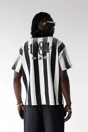 BLACK ISLAND Polo In Cotone Stampa Retro Bianca/Nera