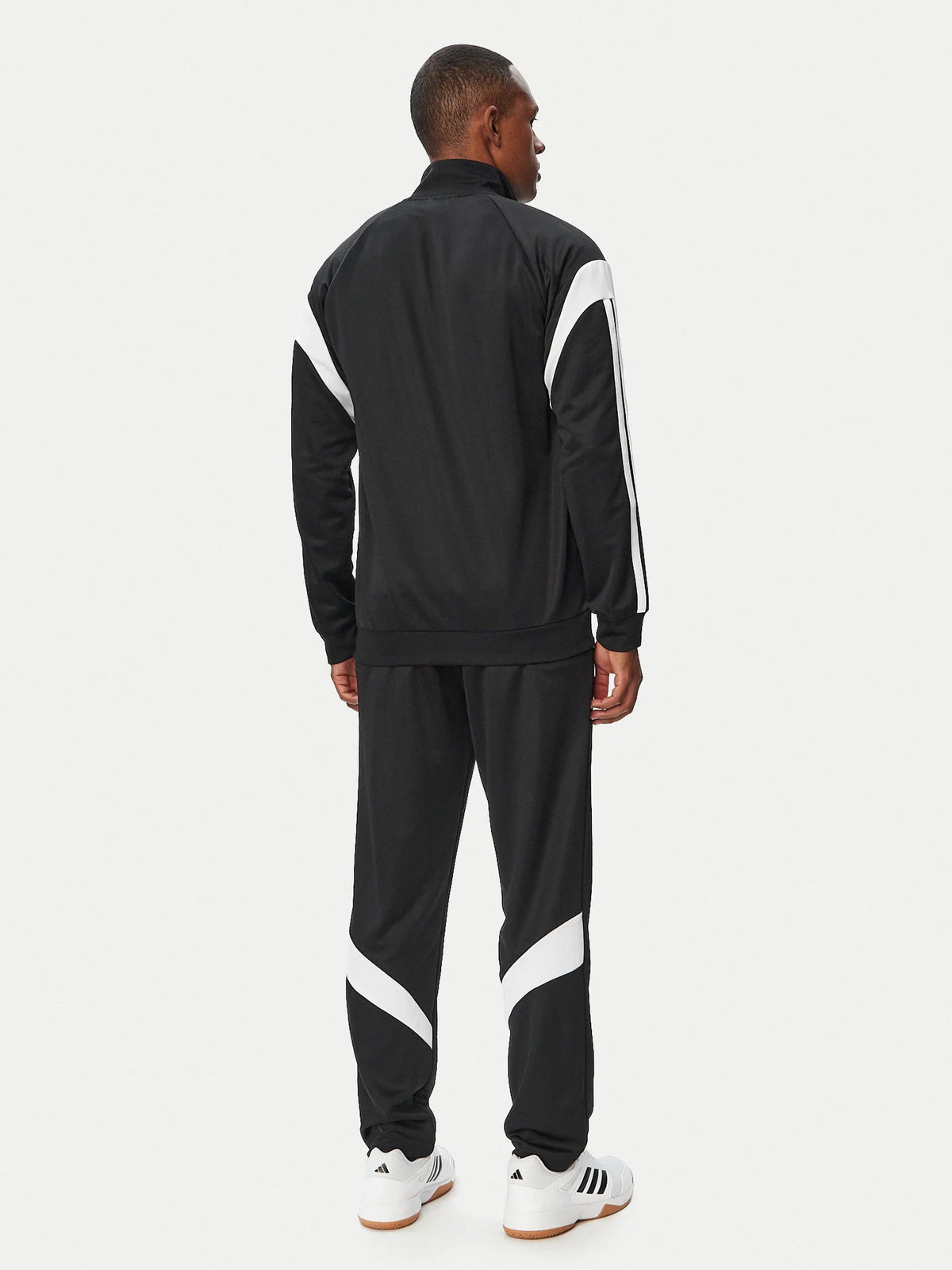 ADIDAS Tuta Acetata Teamsport Con Bande Sulle Maniche Nera/Bianca