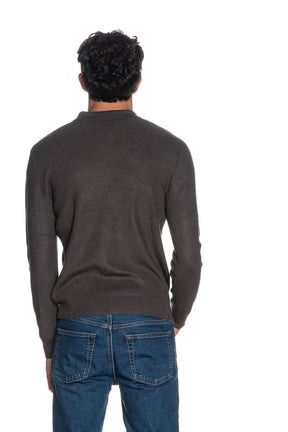 GIANNI LUPO Polo A Mezza Zip Maniche Lunghe Grigio