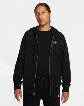 NIKE Felpa Con Zip e Cappuccio In Cotone Garzato Autunnale Nero