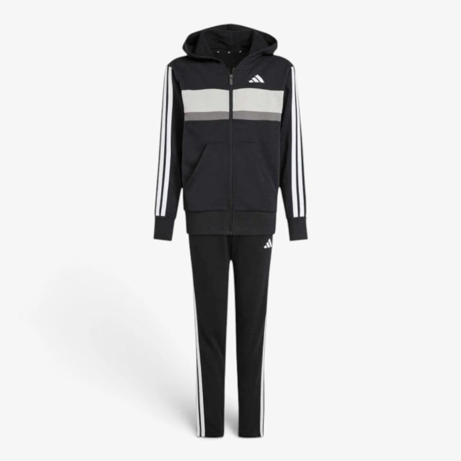 ADIDAS Tuta Completa Con Zip e Cappuccio Bambino Nero/Bianco