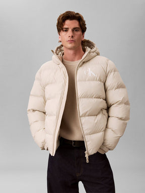 CALVIN KLEIN Giubbotto Invernale Bomber Con Logo Grande Sul Petto Beige 26/27