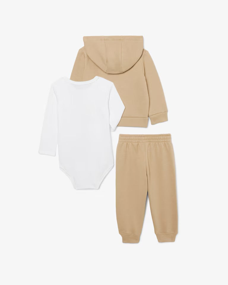 LACOSTE Set Neonato In Tessuto Felpato Beige