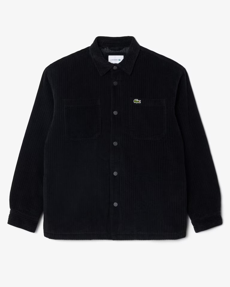 LACOSTE Camicia In Velluto A Costine Nero