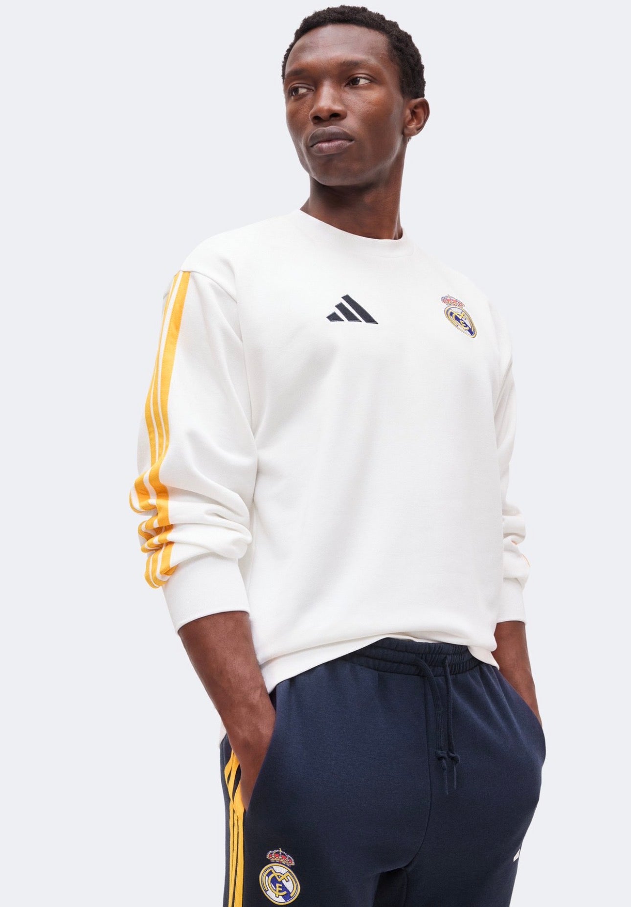 ADIDAS Tuta Real Madrid In Cotone Girocollo Bianca/Blu/Gialla