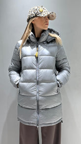 TREZ DONNA GIUBBOTTO FASCIATO LUNGO GRIGIO SCURO