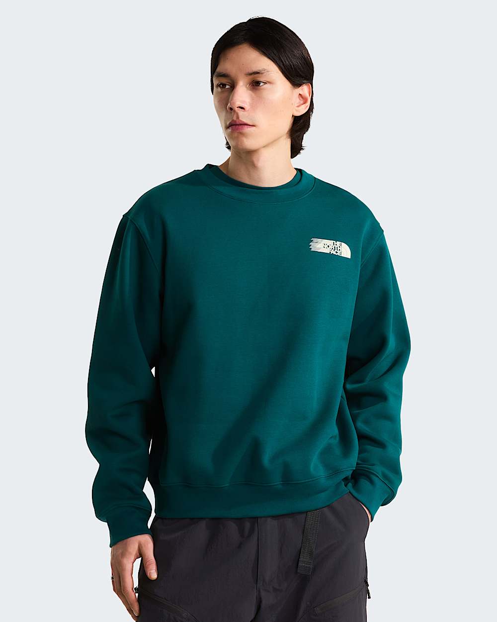 THE NORTH FACE Felpa Girocollo Con Stampa Sul Retro Logo Fulmini Verde/Bianca 26/27