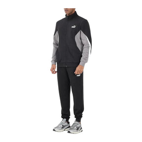 PUMA Tuta In Cotone Garzato Con Zip Nera/Grigia