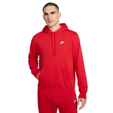 NIKE Felpa Con Cappuccio In Cotone Rosso/Bianco
