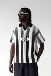 BLACK ISLAND Polo In Cotone Stampa Retro Bianca/Nera